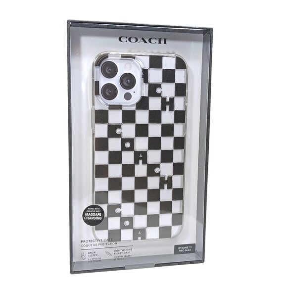 Coach Designer Phone Case Apple iPhone 12 Pro Max Black White Protective MagSafe - Picture 1 of 4